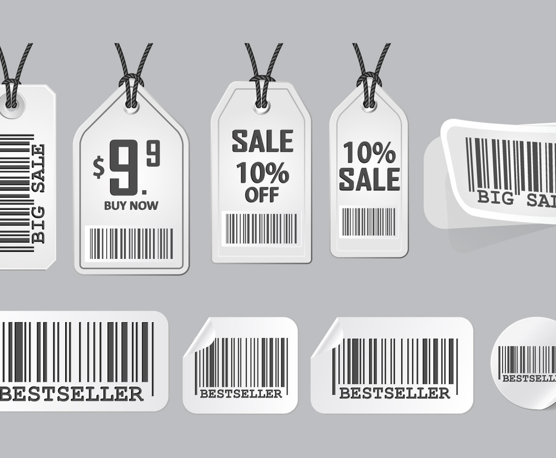 Barcode Advertisement Sticker Design Vector set