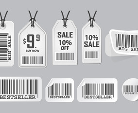Barcode Advertisement Sticker Design Vector set