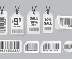 Barcode Advertisement Sticker Design Vector set