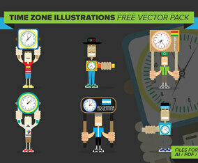 Time Zone Illustrations Free Vector Pack