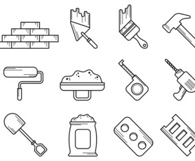 Set Of Bricklayer Tool Vector