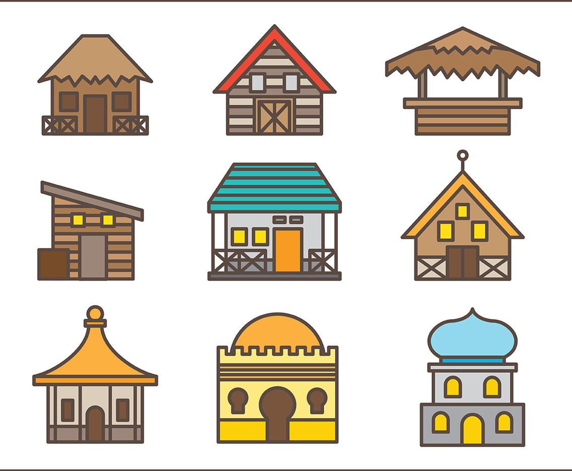 Free Shack Icons Vector Pack Two