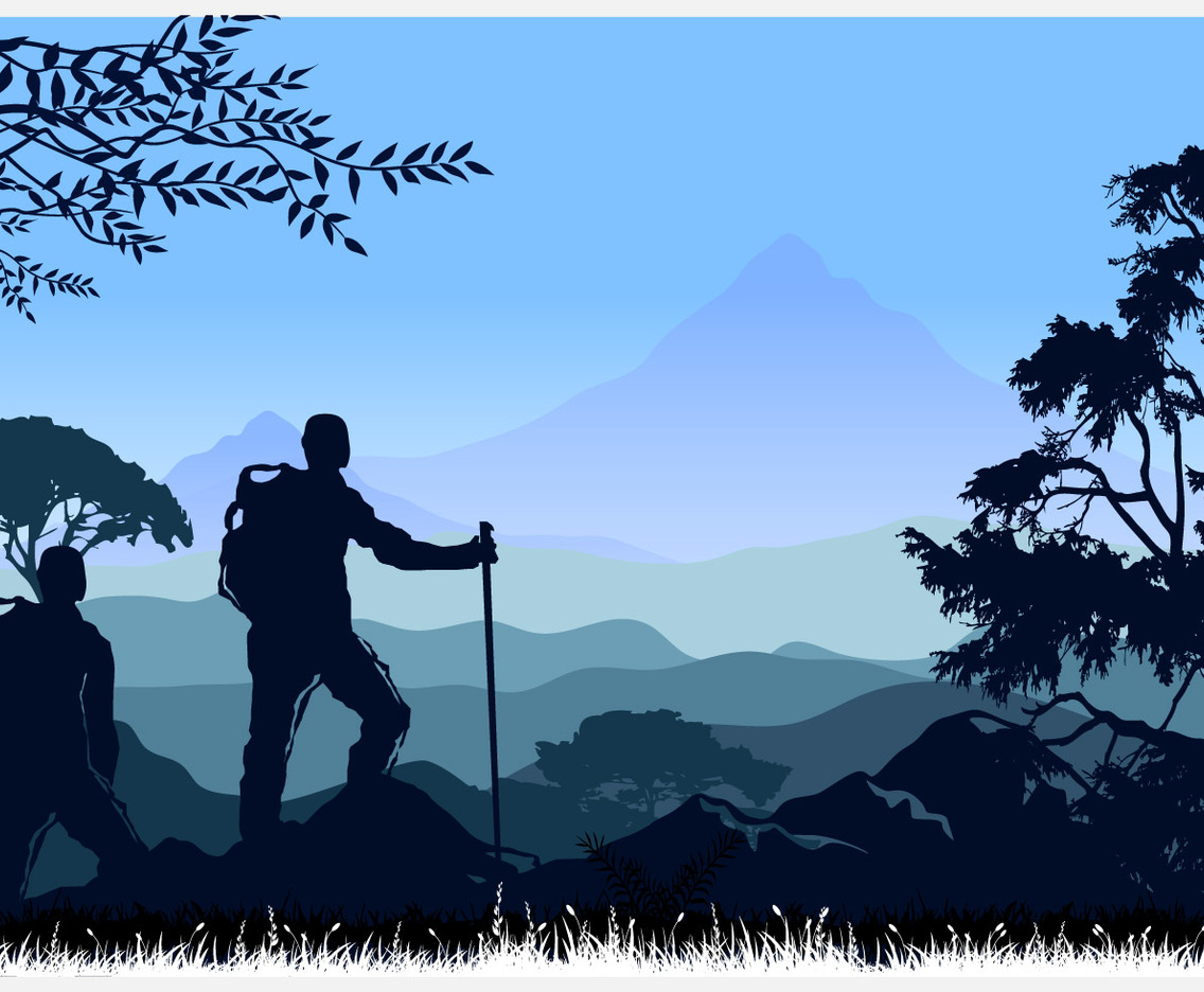 Mountaineering and Traveling Vector Illustration