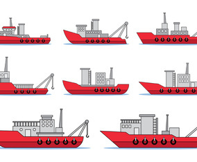 Set Of Tugboat Vector