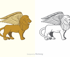 Free Vector Winged Lion Illustration