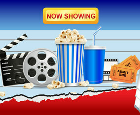 Realistic Cinema Movie and Popcorn Vector