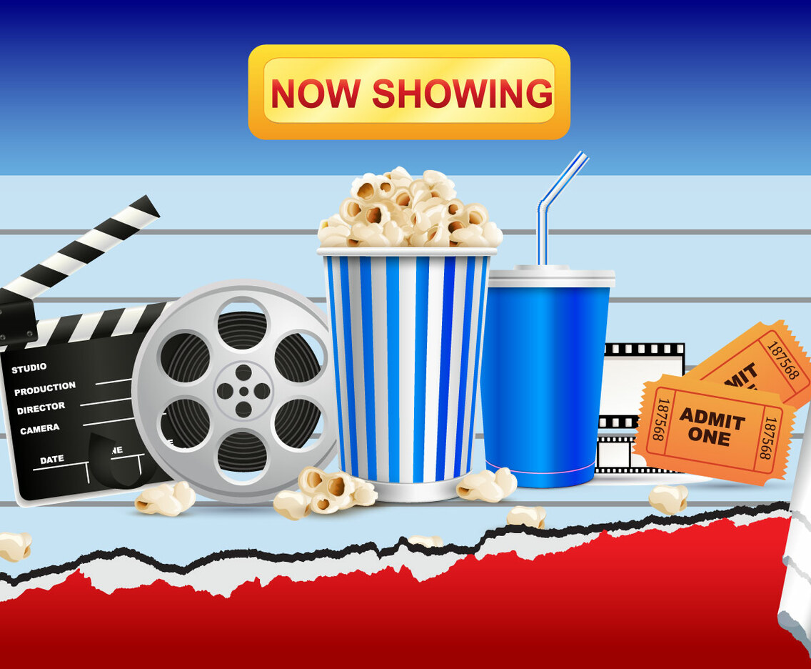 Realistic Cinema Movie and Popcorn Vector
