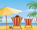 Summer Beach Landscape Vector