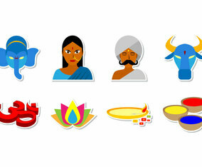 Free India and Hinduism Icon Vector