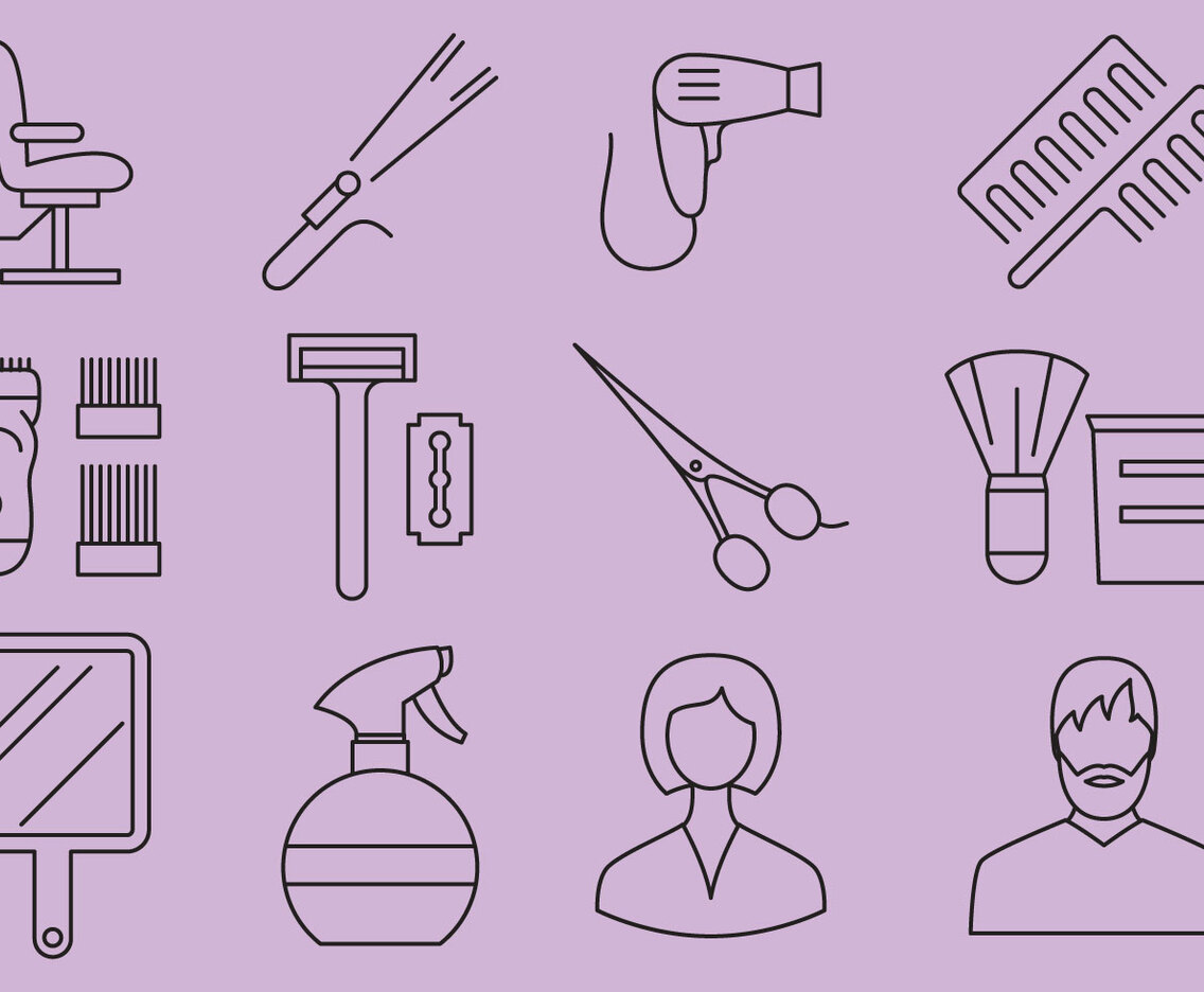 Beauty Salon And Barber Shop Icons