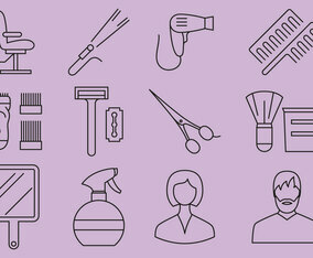 Beauty Salon And Barber Shop Icons