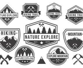 Free Mountain and Nature Badges Vector Black and White