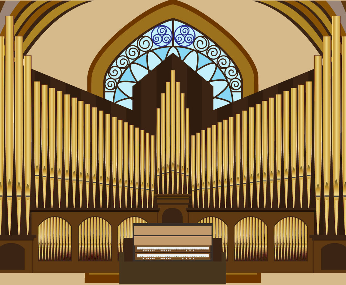 Vector illustration of pipe organ