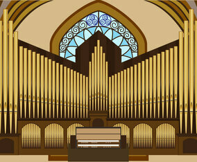 Vector illustration of pipe organ