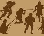 World War 2 Soldier Silhouette Vectors