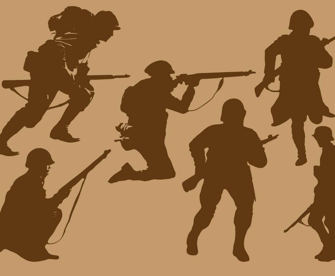 World War 2 Soldier Silhouette Vectors
