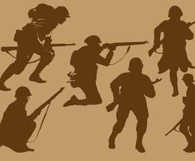 World War 2 Soldier Silhouette Vectors
