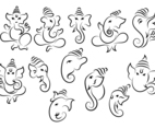 Ganesh Icon Line Vector