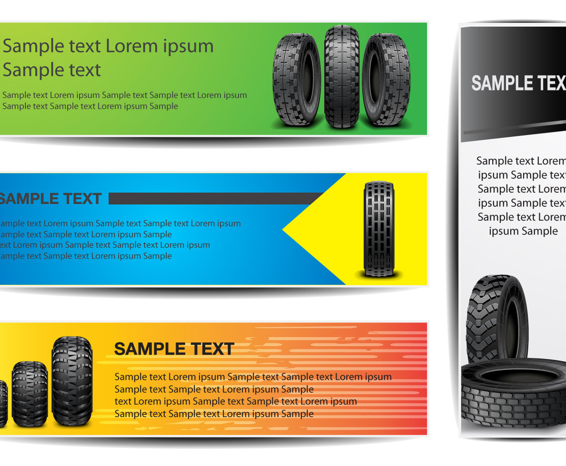 Stock Vector Banner Tractor Tire