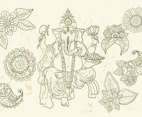 Ganesha And Mehndi Symbols