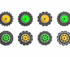 Free Colorful Tractor Tire Icon Vector