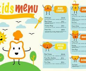 Free Template Kids Menu Vector