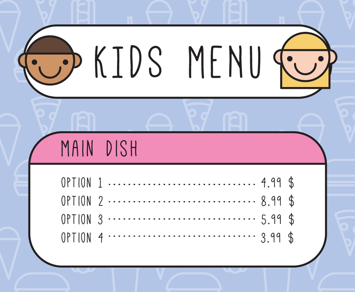 Kids Outlined Menu
