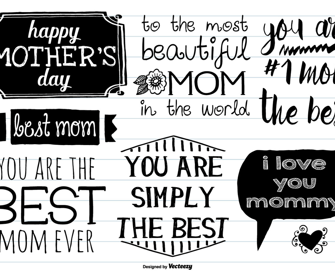 Cute Hand Drawn Motther's Day Labels
