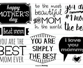 Cute Hand Drawn Motther's Day Labels