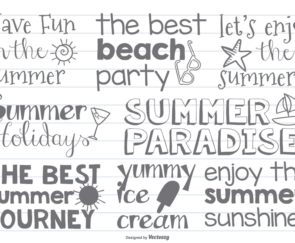 Cute Hand Drawn BeachSummer Labels