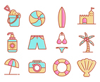 Free Beach Line Icons Vector
