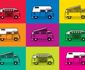 BRIGHT VW CAMPER VECTORS