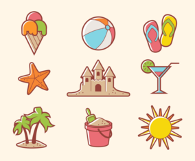 Beach Theme Icon Vectors