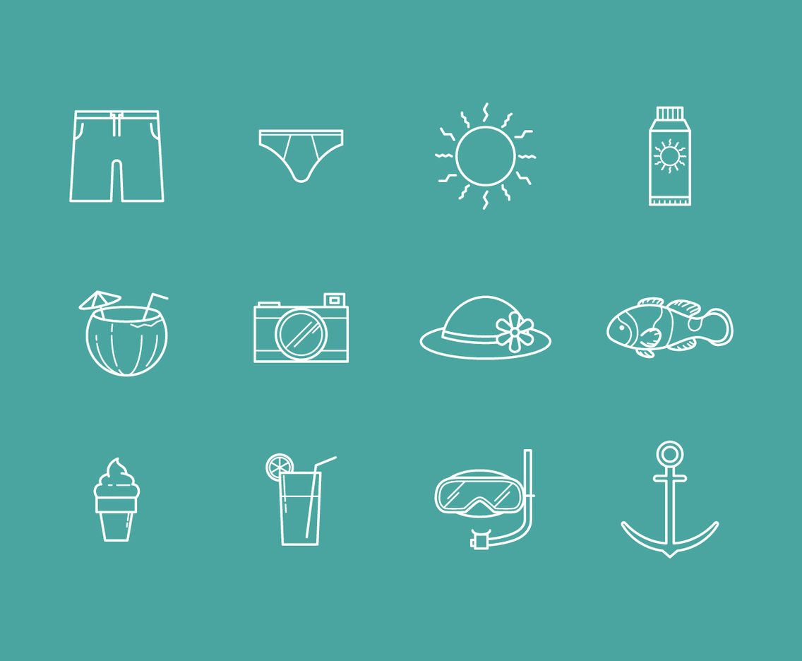 Free Outline Beach Vector
