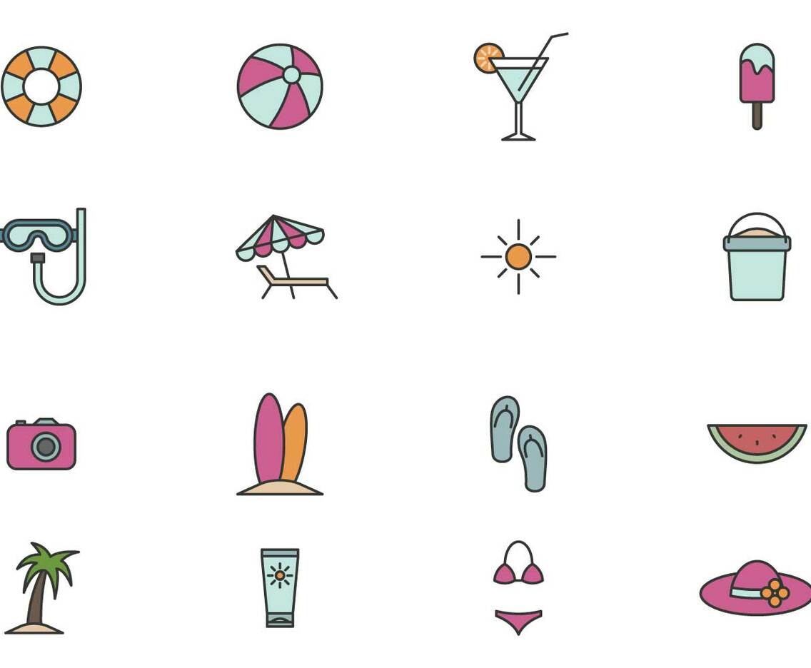 Outline Beach Icon Set