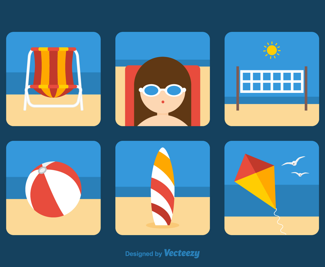 Free Beach Theme Vector Icons
