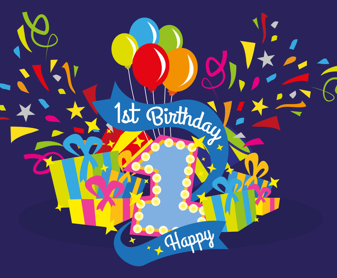 First Birthday Vector Illustration