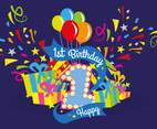 First Birthday Vector Illustration