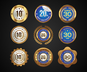 Free Glossy Anniversary Badges Vector