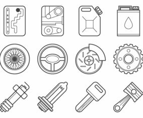 Free Mechanic and Car Parts Icon Vector