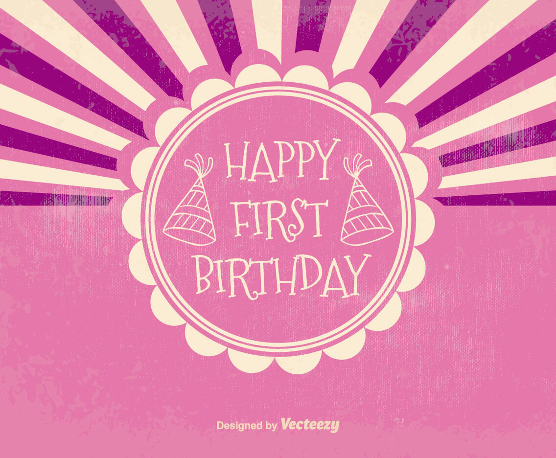 Retro First Birthday Illustration