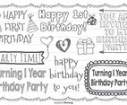 Cute First Birthday Vector Doodles