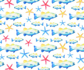 Free Vector Watercolor  Bass Fish Background