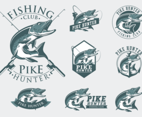 Pike Fishing Badge Vector