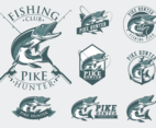 Pike Fishing Badge Vector