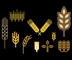 Wheat stalk vector set