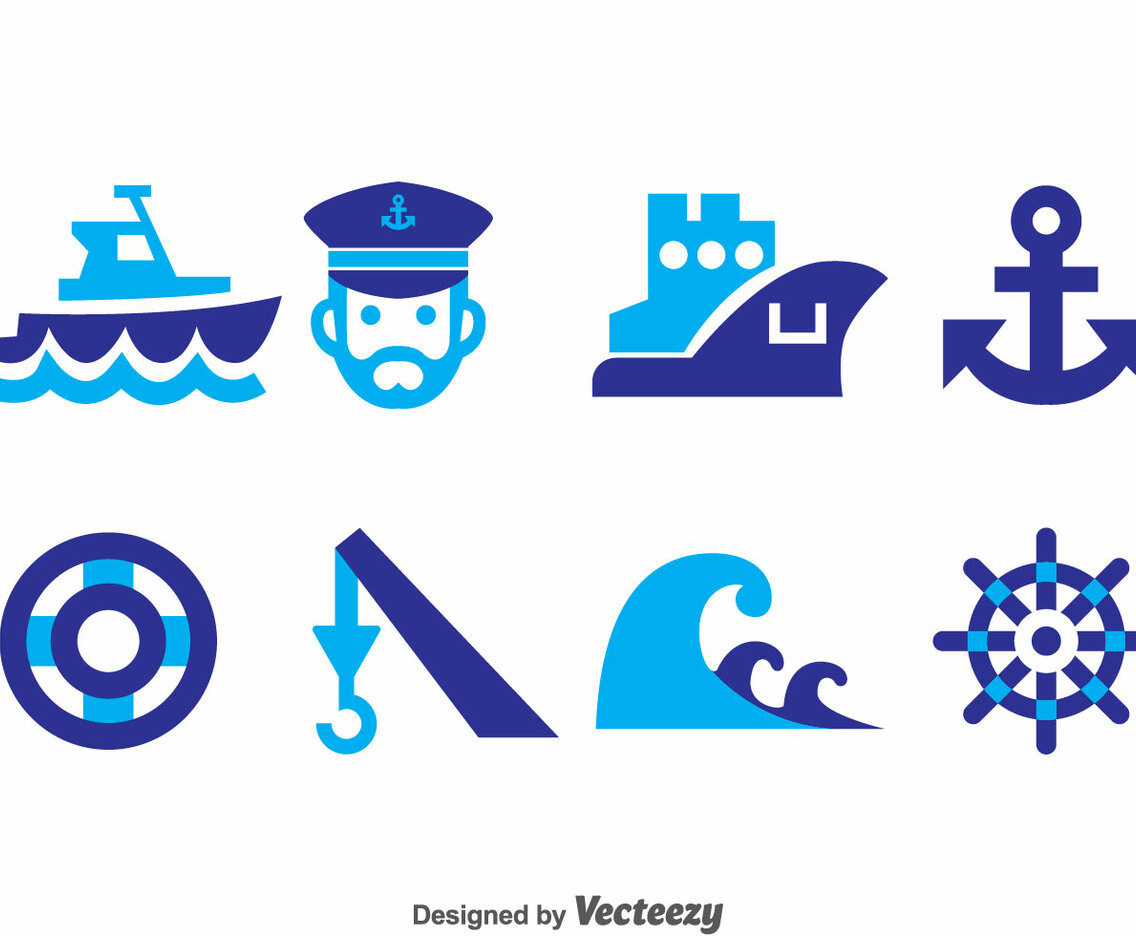 Nautical Blue Icons Vector