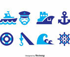 Nautical Blue Icons Vector
