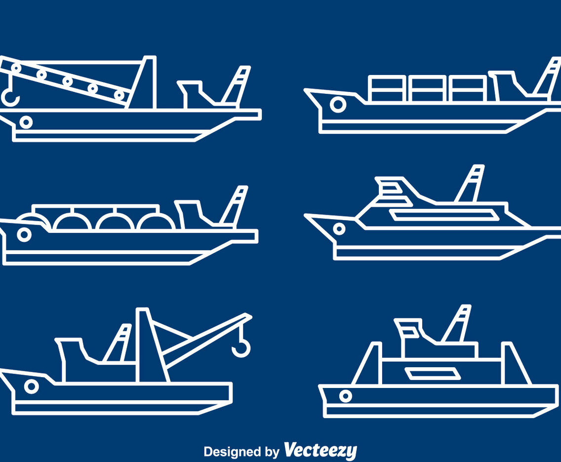 Ships And Boats Line Vector
