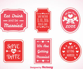 Wedding Pink Labels Vector
